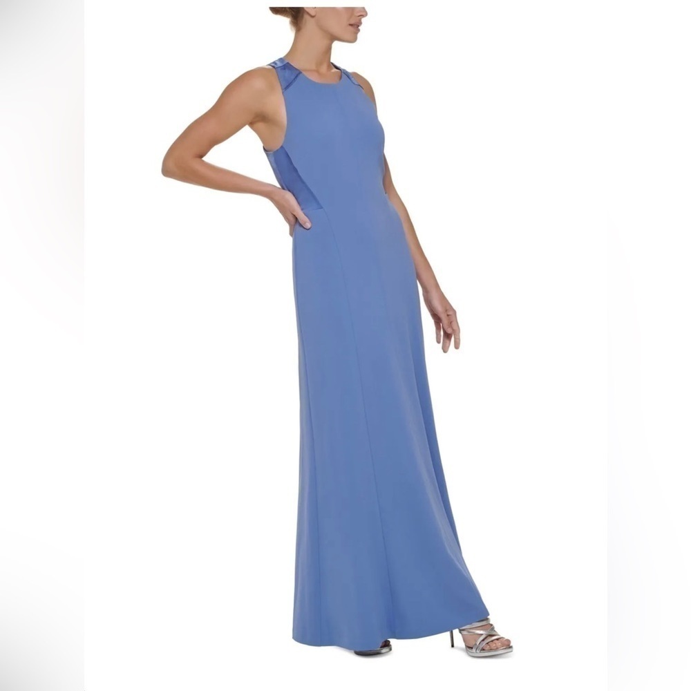 NWT DKNY Blue Cross Back Cutout Maxi Dress Size 4